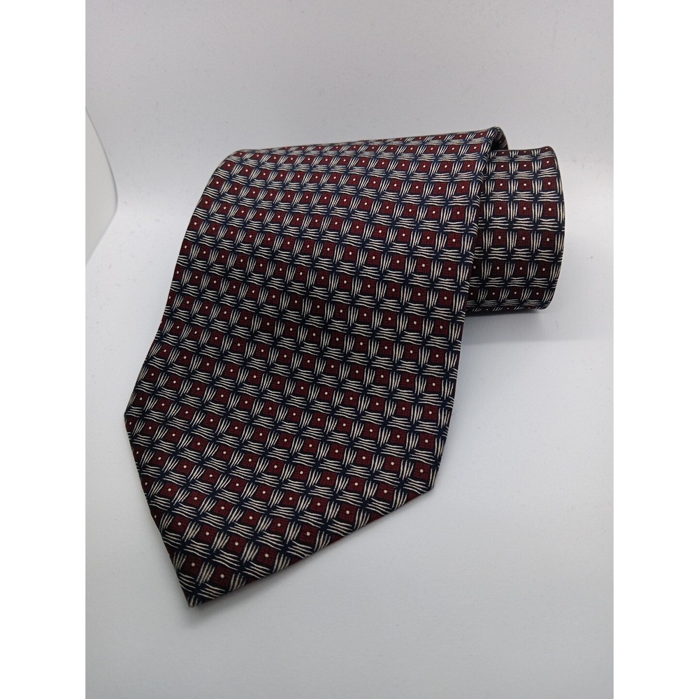 Bergamo New York Tie -  4" Red Geometric Silk‎ Necktie - Men's Classic